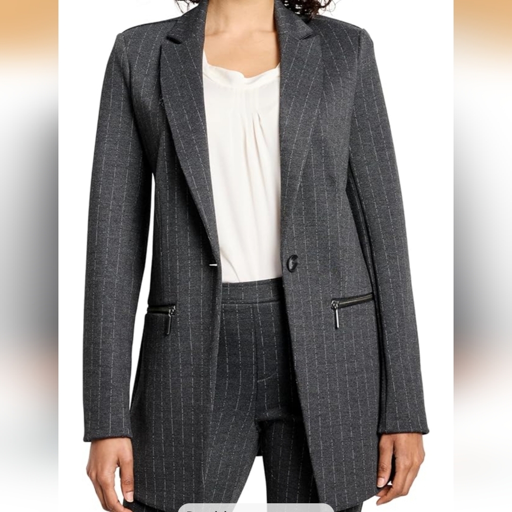 NWT XXL NIC+ZOE Pinstripe Ponte Zip Jacket Blazer